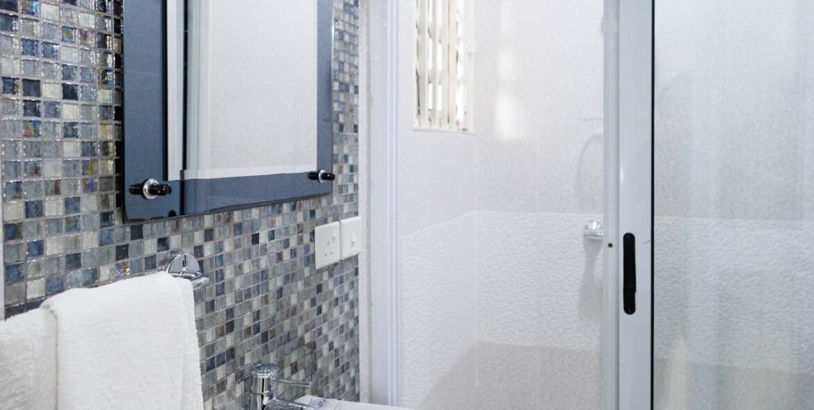 Entrance to a private guest-room bathroom